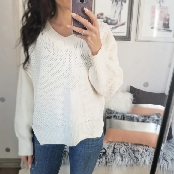 🎈Last1️⃣Thermal Knit Sweater V-Neck Slouchy Top - Picture 5 of 5